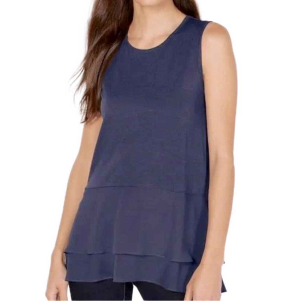 Michael Kors Double Tieted Hem Blouse True Navy Women’s Size Small